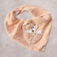 Bandana Bib- Beige muslin with Fox Applique
