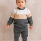 Color block Tracksuit set- Charcoal, Stone & Grey Melange
