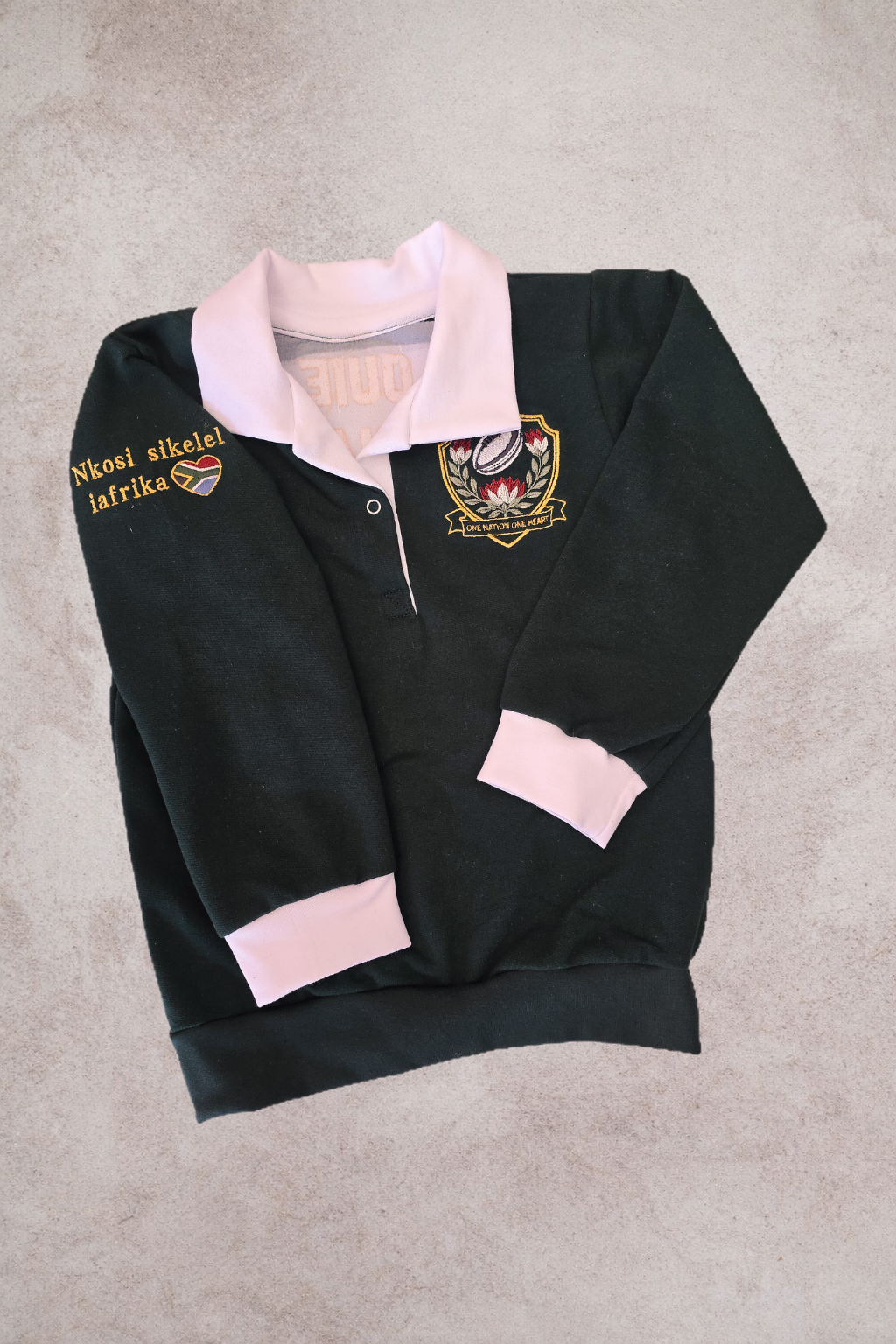 Rugby Jersey- Bottle green/ White (No personalisation)